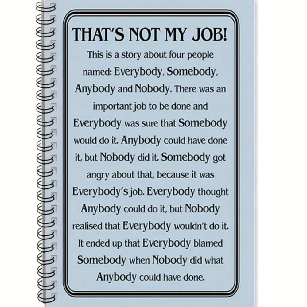 Spiral Notebook with Humorous Cover-‘THAT’S NOT MY JOB’